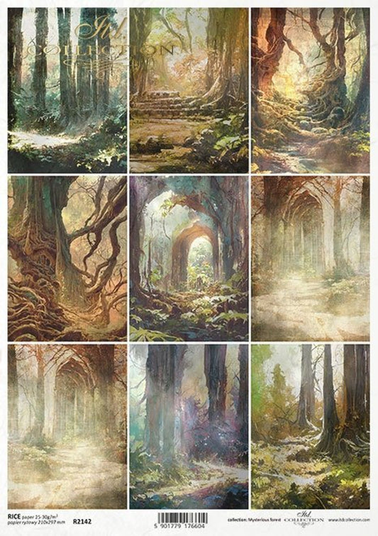 ITD Collections Mysterious Forest 9 Pack Journaling Cards Rice Paper