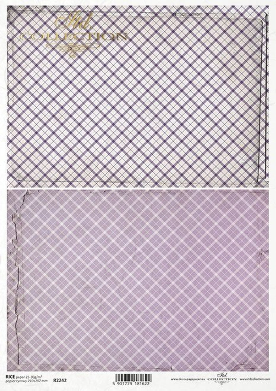 ITD Collection - Lavender Plaid Rice Paper A4