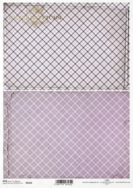 ITD Collection - Lavender Plaid Rice Paper A4