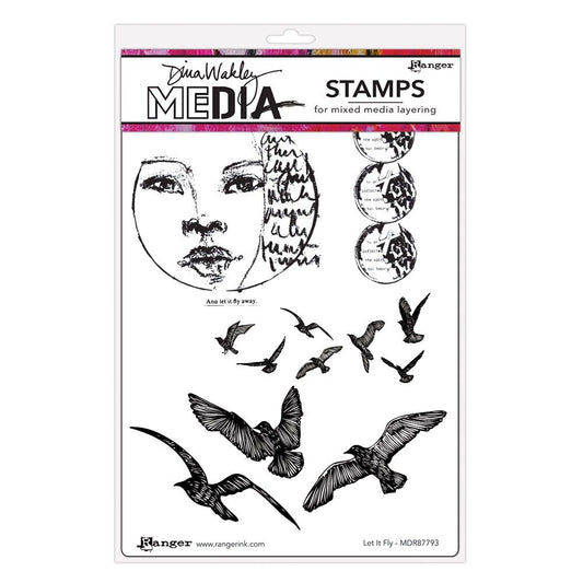 Dina Wakley Media & Ranger - Cling Stamp, Let It Fly