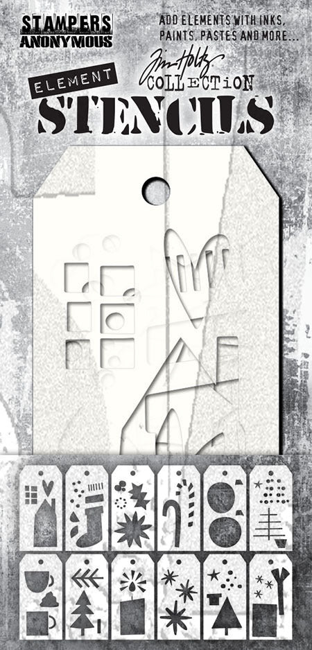 Stampers Anonymous & Tim Holtz : Elements Stencils - Festiva Art 12pcs