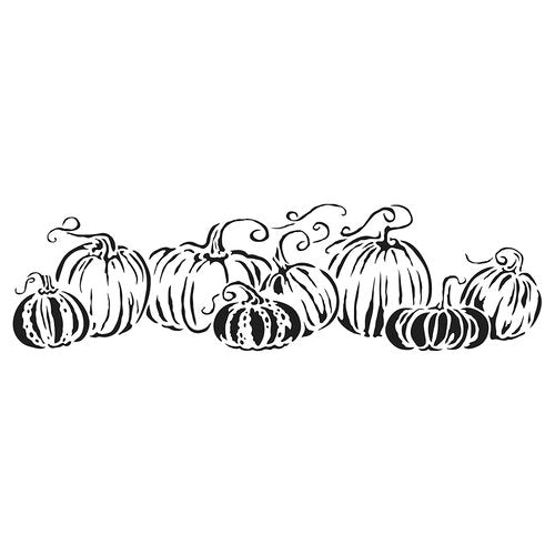 The Crafter's Workshop - Pumpkins in a Row Stencil 16.5x6"