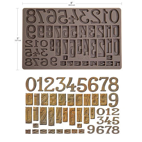 Finnabair Decor Mould Letterpress Numbers 5x8"