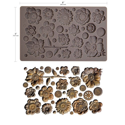 Finnabair Decor Mould Rusty Flowers 5x8"