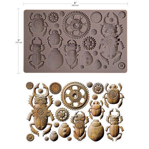 Finnabair Decor Mould Steampunk Beetles 5x8"