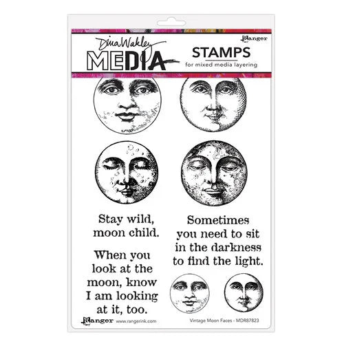 Dina Wakely Media Stamps Vintage Moon Faces