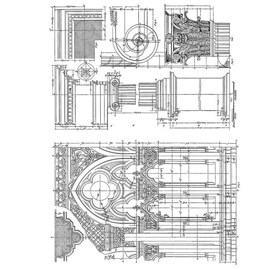 Stampers Anonymous - Tim Holtz - Cling Mounted Rubber Stamp Set - Architecture