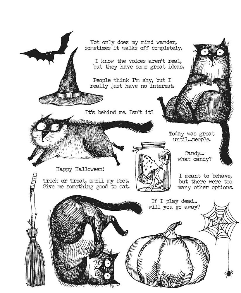 Stampers Anonymous - Tim Holtz : Cling Mounted Rubber Stamps ~ Snarky Cat Halloween
