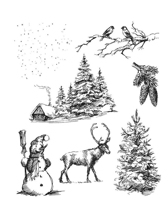 Stampers Anonymous - Tim Holtz - Cling Mounted Rubber Stamp Set - Winterscape