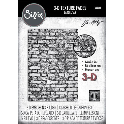 Tim Holtz & Sizzix - 3D Texture Fades Embossing Folder - Brickwork A5