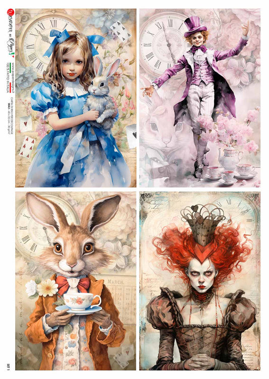 Paper Designs : Alice in Wonderland Set Rice Paper A4