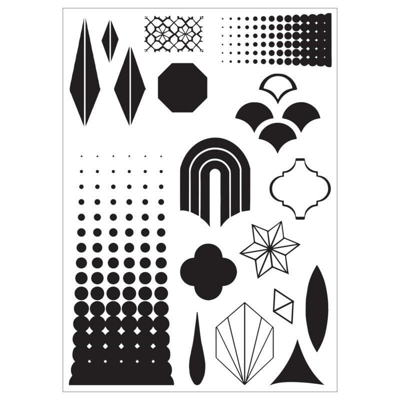 Sizzix Studion Geometric Clear Stamp Set w Layering Stencils