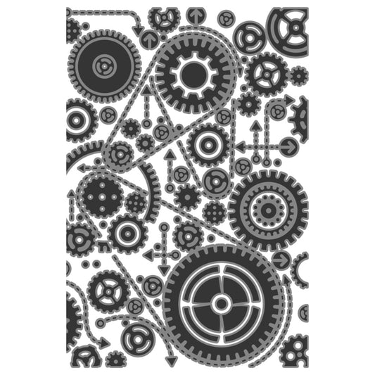 Sizzix Texture Fades Embossing Folder Vault Gears