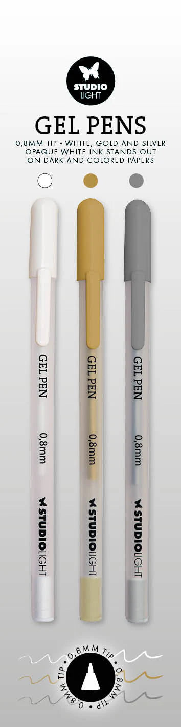 Studio Light Gel Pens: White, Gold, and Silver 3pc