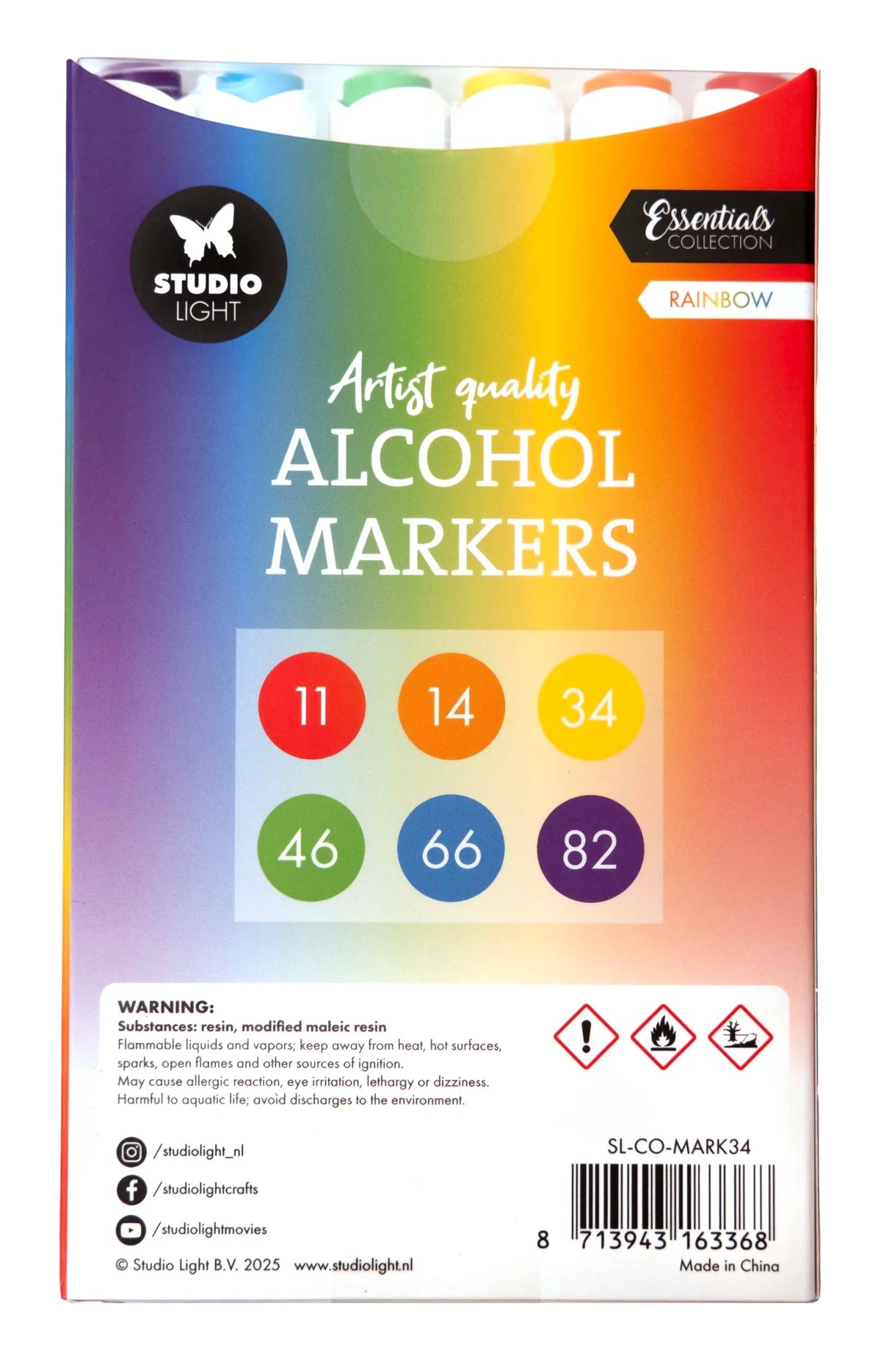 Studio Light - Alcohol Markers - Rainbow 6pcs