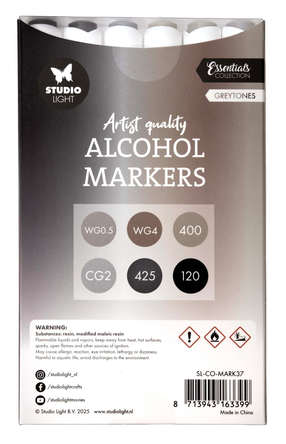 Studio Light - Alcohol Markers - Greytones 6pcs