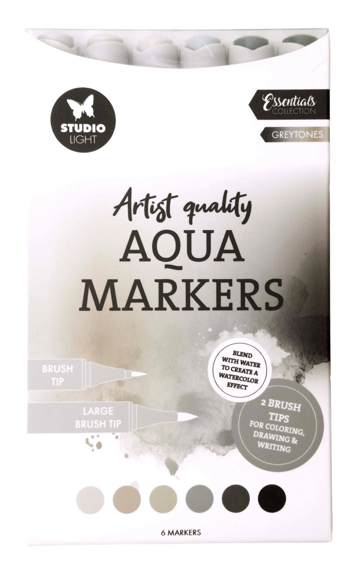 Studio Light - Aqua Markers - Greytones 6pcs