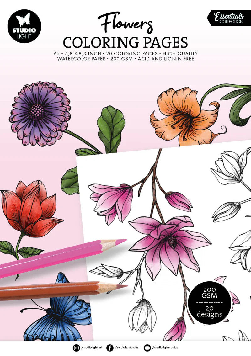 Studio Light - Flowers Watercolor Coloring Pages