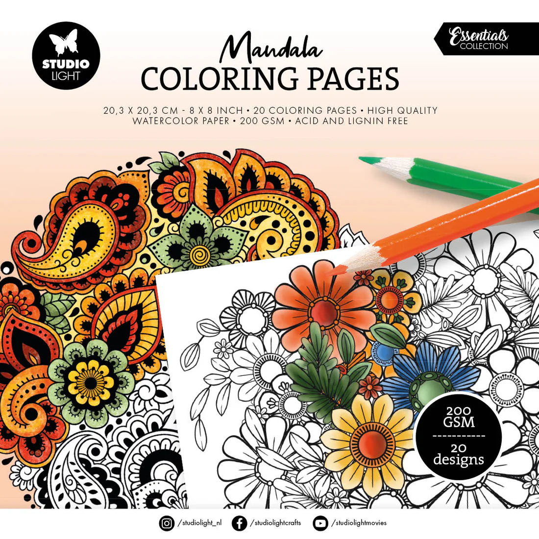 Studio Light - Mandala Watercolor Coloring Pages