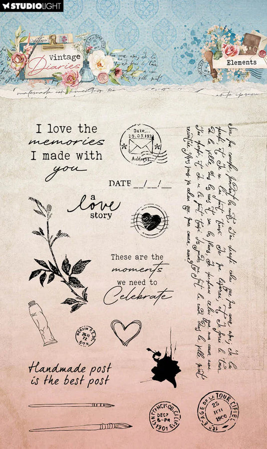 Studio Light : Clear Stamp Elements, Vintage Diaries 17pc