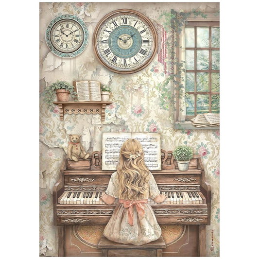 Stamperia A4 Rice Paper Symphony Piano