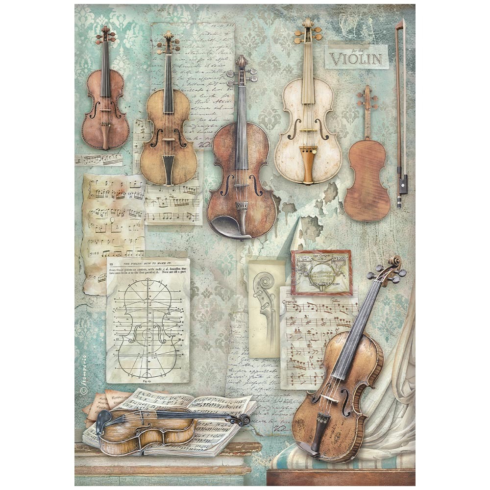 Stamperia A4 Rice Paper Symphony Violins
