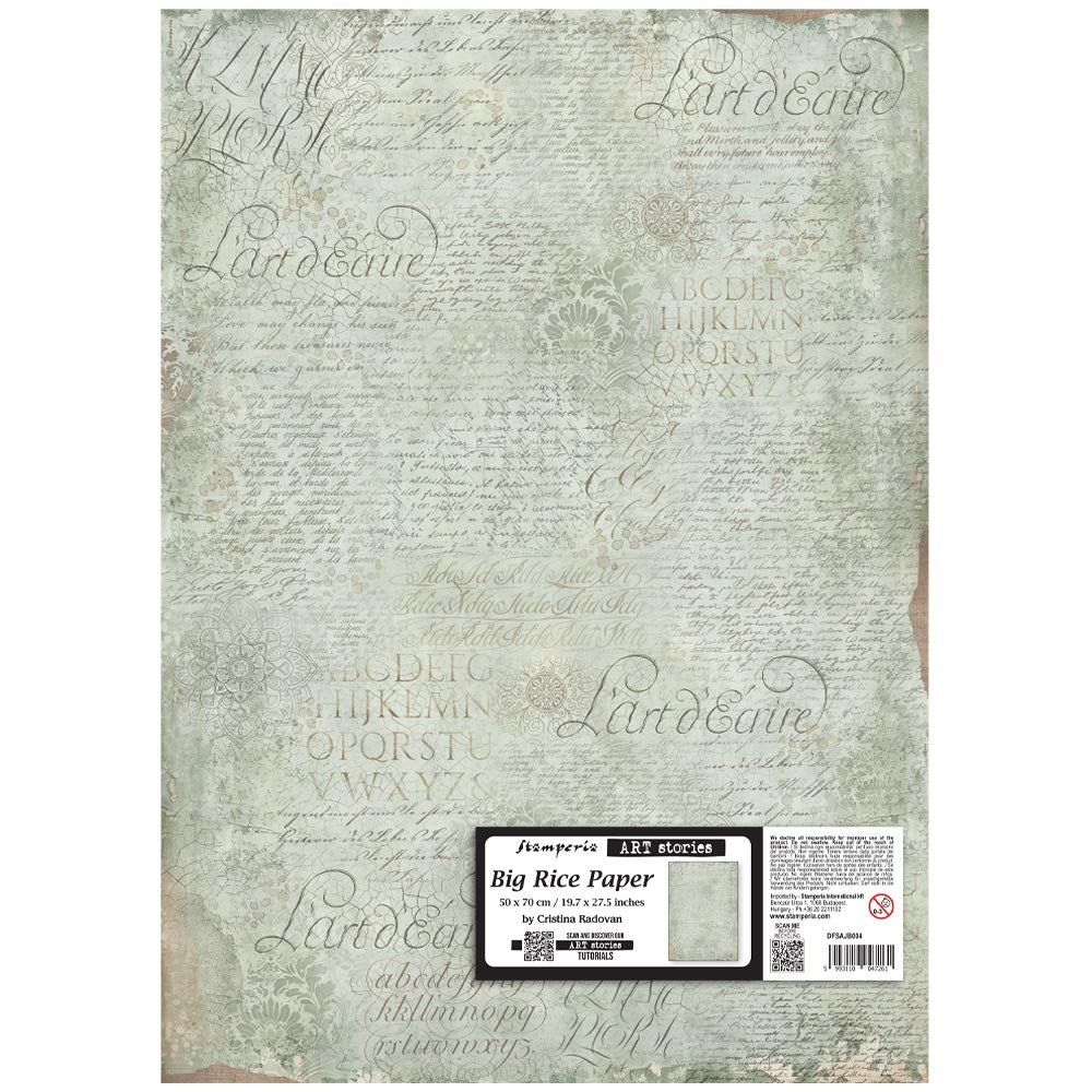 Stamperia - Art Stories - Big Rice Paper - Manuscript Pattern