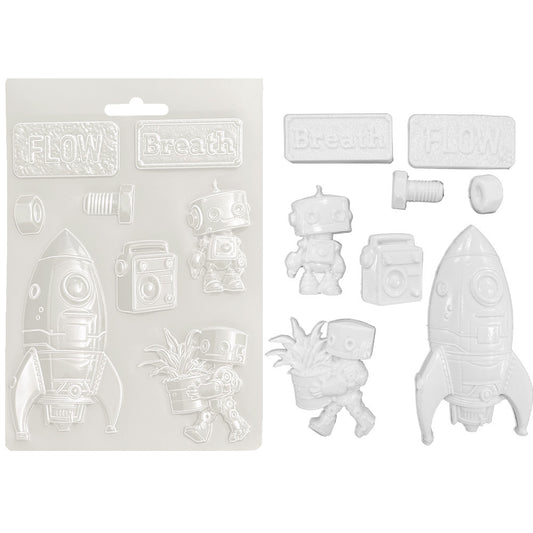 Stamperia A5 Soft Mould  New Beginning - Spaceship and Robot