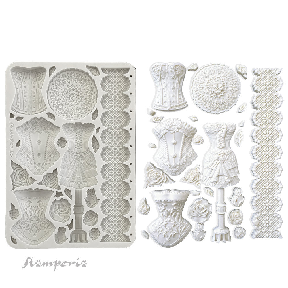 Stamperia Silicone Mould Old Lace Mannequins and Corsets