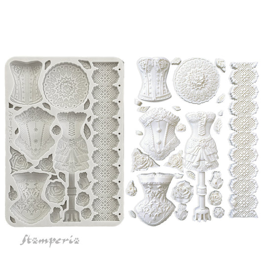 Stamperia Silicone Mould Old Lace Mannequins and Corsets