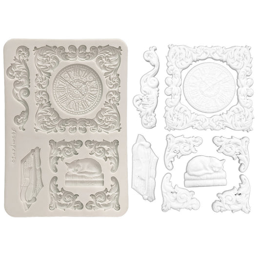 Stamperia A5 Silicone Mould Symphony Clock and Cat