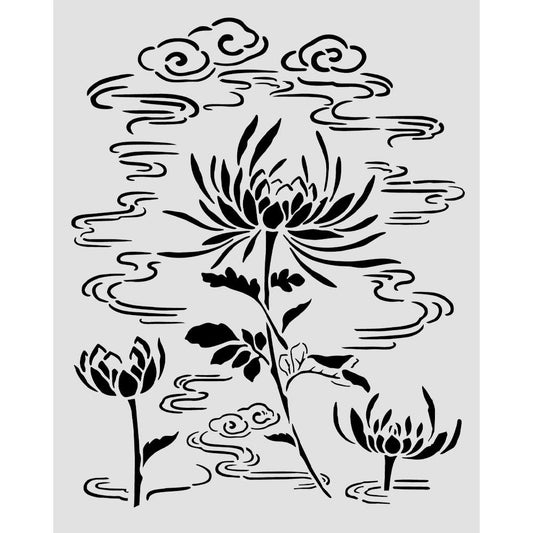 Stamperia Stencil Oriental Garden Lotus Flower