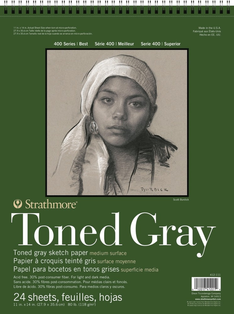 Strathmore 400 Series Toned Sketch Pad Gray 11x14"