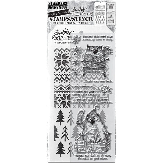 Tim Holtz & Stampers Anonymous Mixed Media - Snarky Cat Christmas, Holiday Knit, and Pines