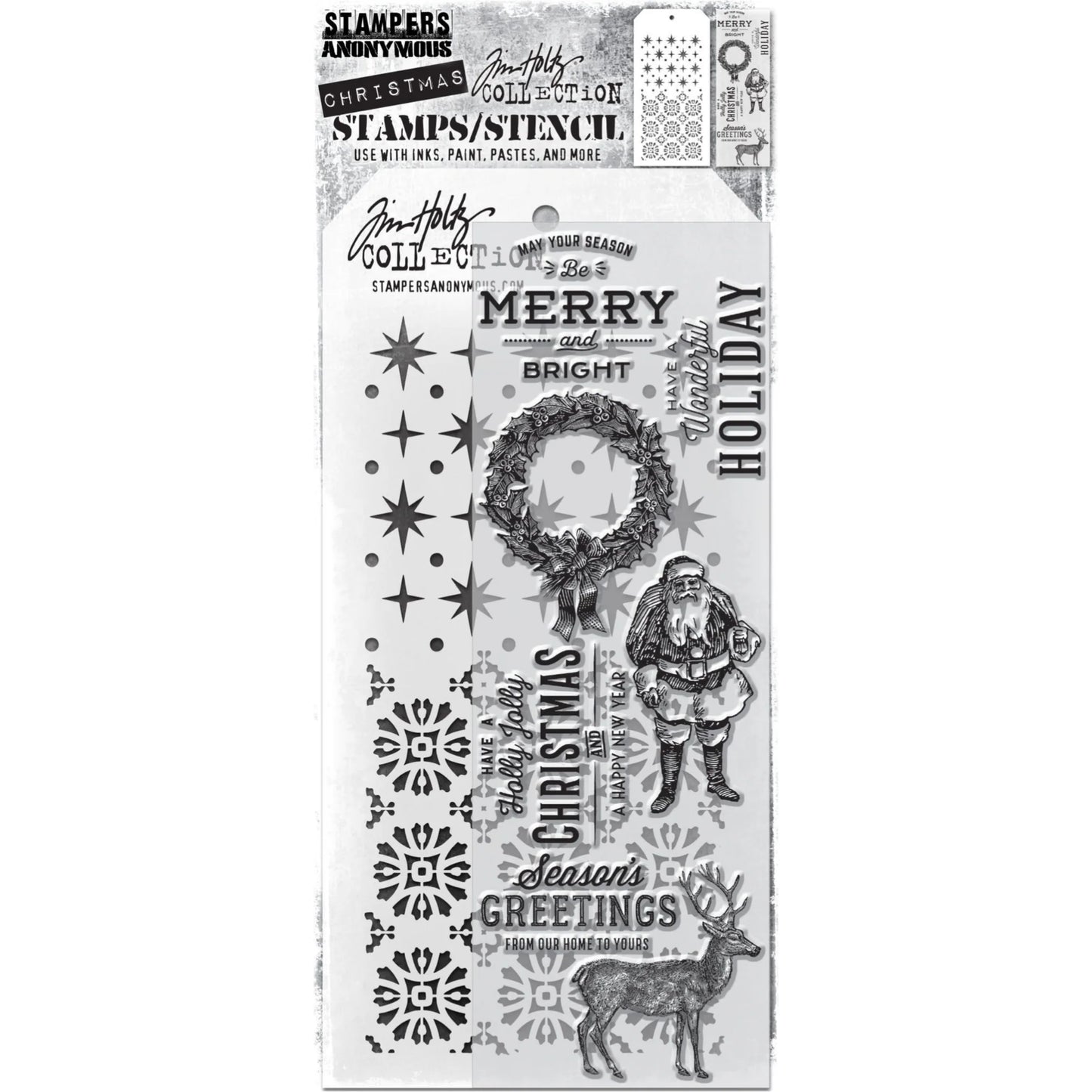 Tim Holtz & Stampers Anonymous Mixed Media - Festive Overlay, Starry, and Rosette