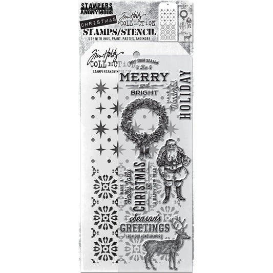 Tim Holtz & Stampers Anonymous Mixed Media - Festive Overlay, Starry, and Rosette