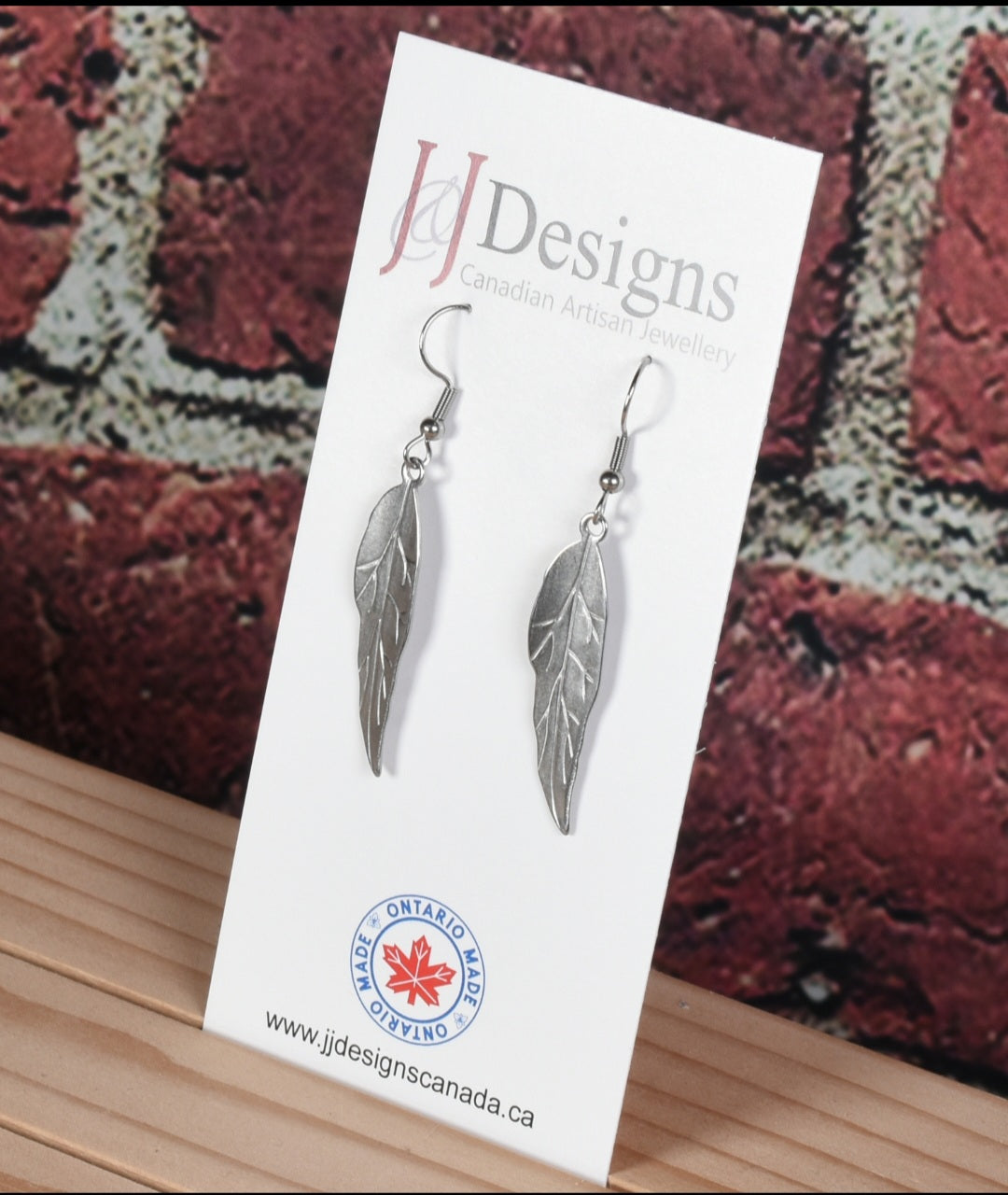 J&J Designs : Sliver Stainless Steel Feather Earrings