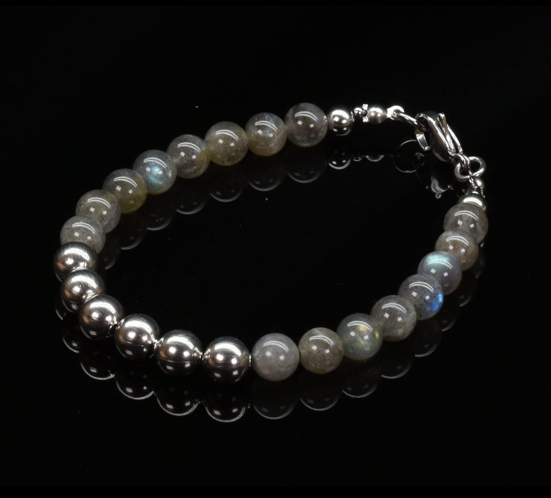 J&J Designs : Labradorite Stone Stainless Steel Bracelet