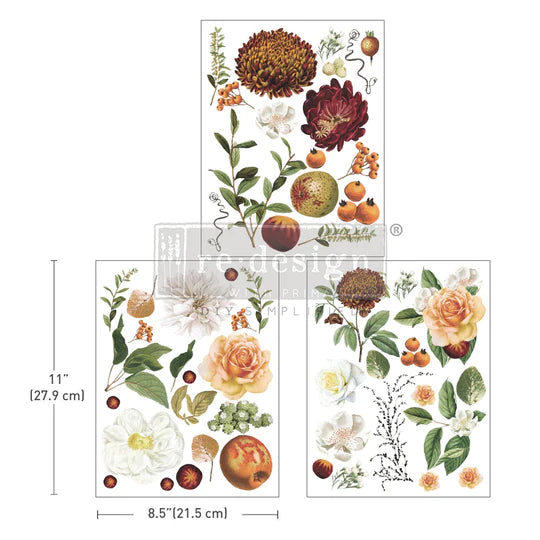 Re-Design With Prima® Middy Transfers - Seasonal Splendor - 8.5x11" 3 Sheets