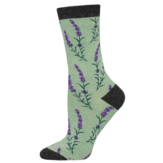 Womens Lovely Lavender Heather Grey Bamboo Crew