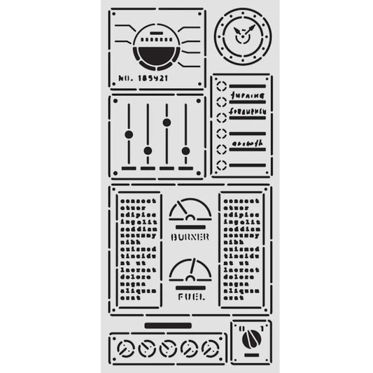 Stamperia A New Beginning Media Stencil, Control Panel 10x4.75"