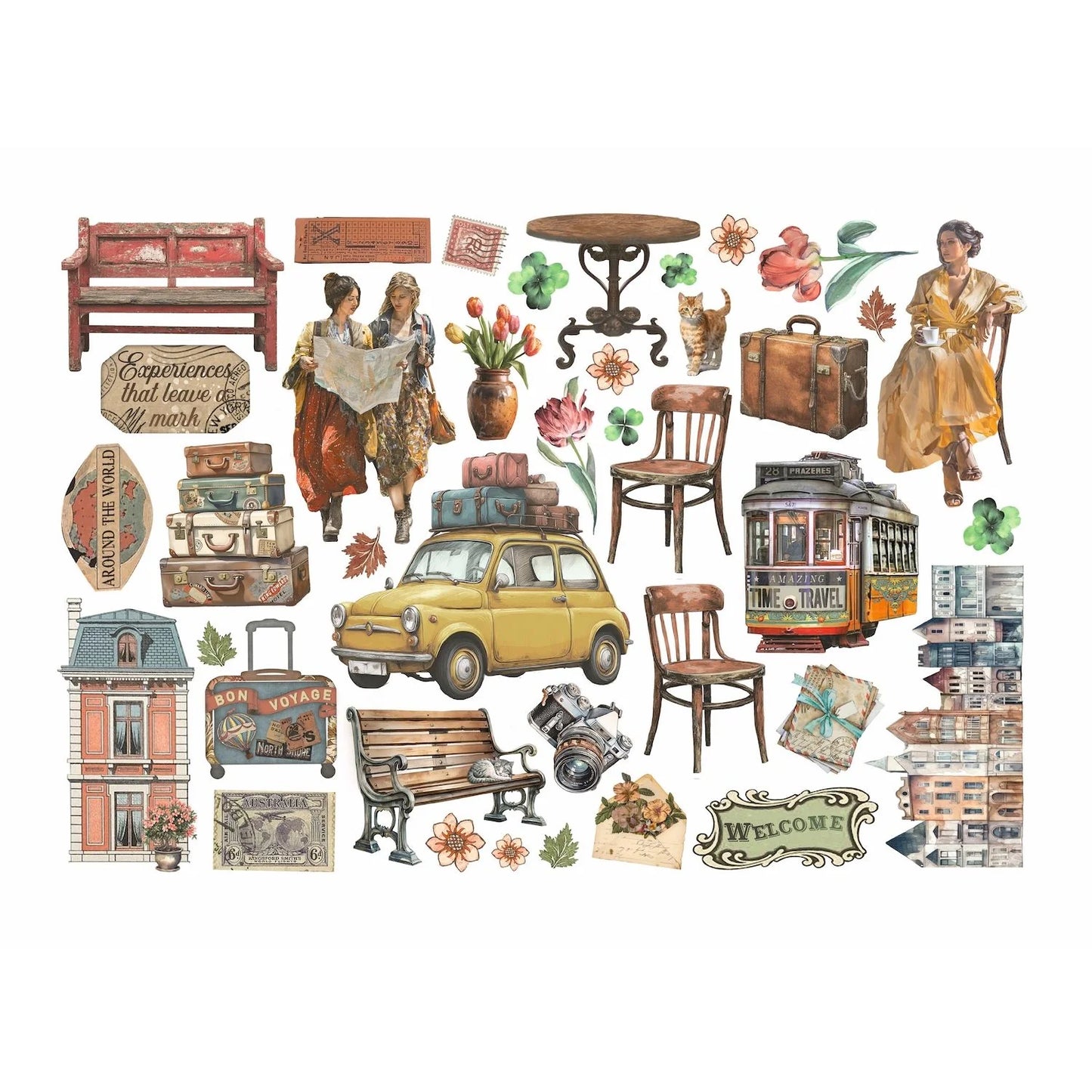 Stamperia Adhesive Ephemera The Art of Travelling