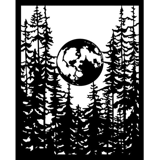 Stamperia Herbarium Silvae Media Stencil,  Moon in the Forest 8x10"