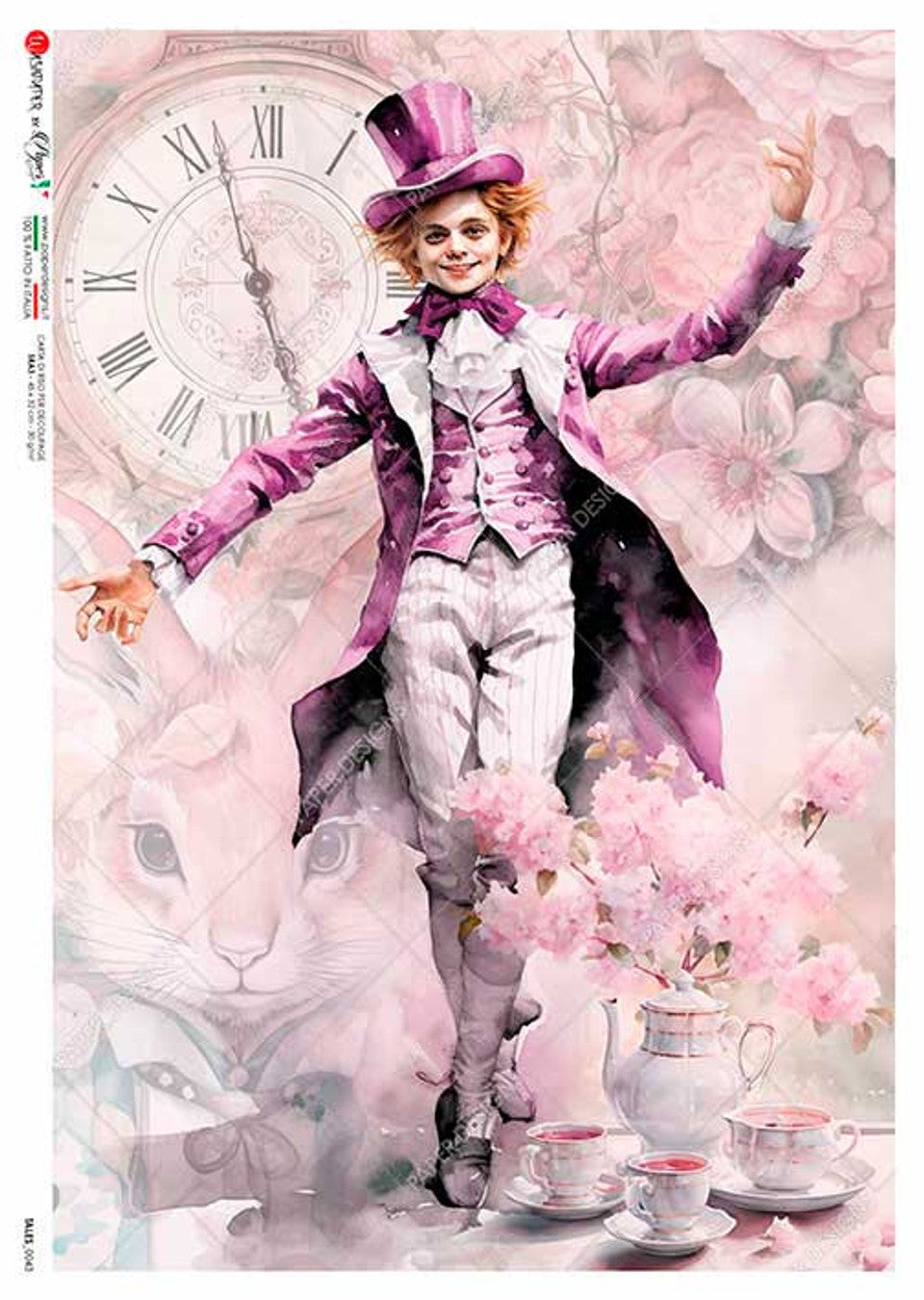 Paper Designs : Purple Mad Hatter Rice Paper A4