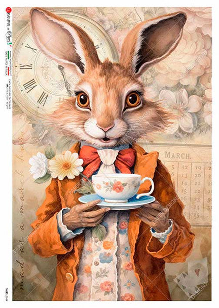 Paper Designs - Rabbit with His Tea A4 Rice Paper