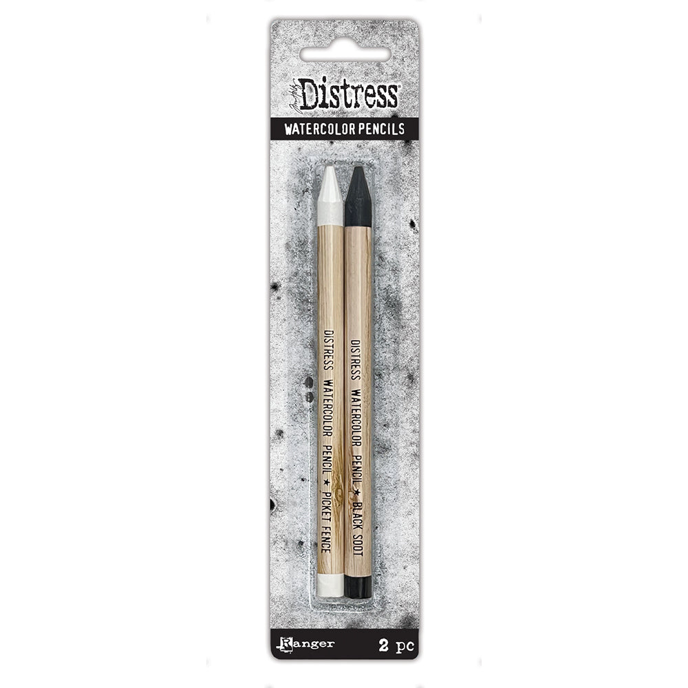 Tim Holtz Distress : Watercolour Pencils ~ Black Soot & Picket Fence