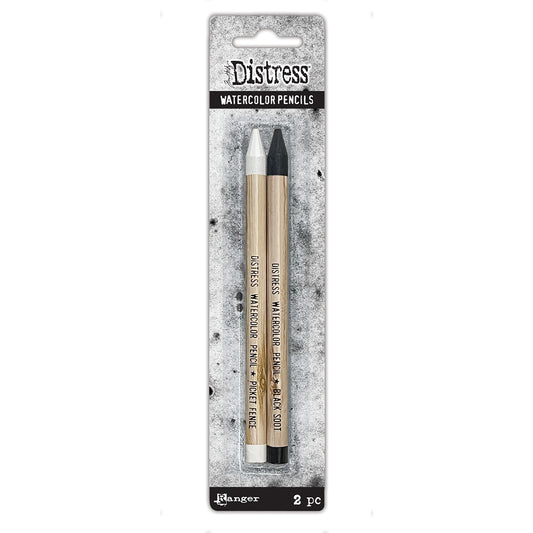 Tim Holtz Distress : Watercolour Pencils ~ Black Soot & Picket Fence
