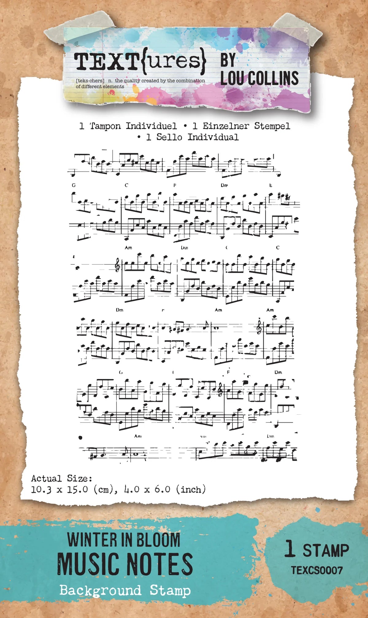 Text {ures} - Winter in Bloom, Music Notes Background Stamp
