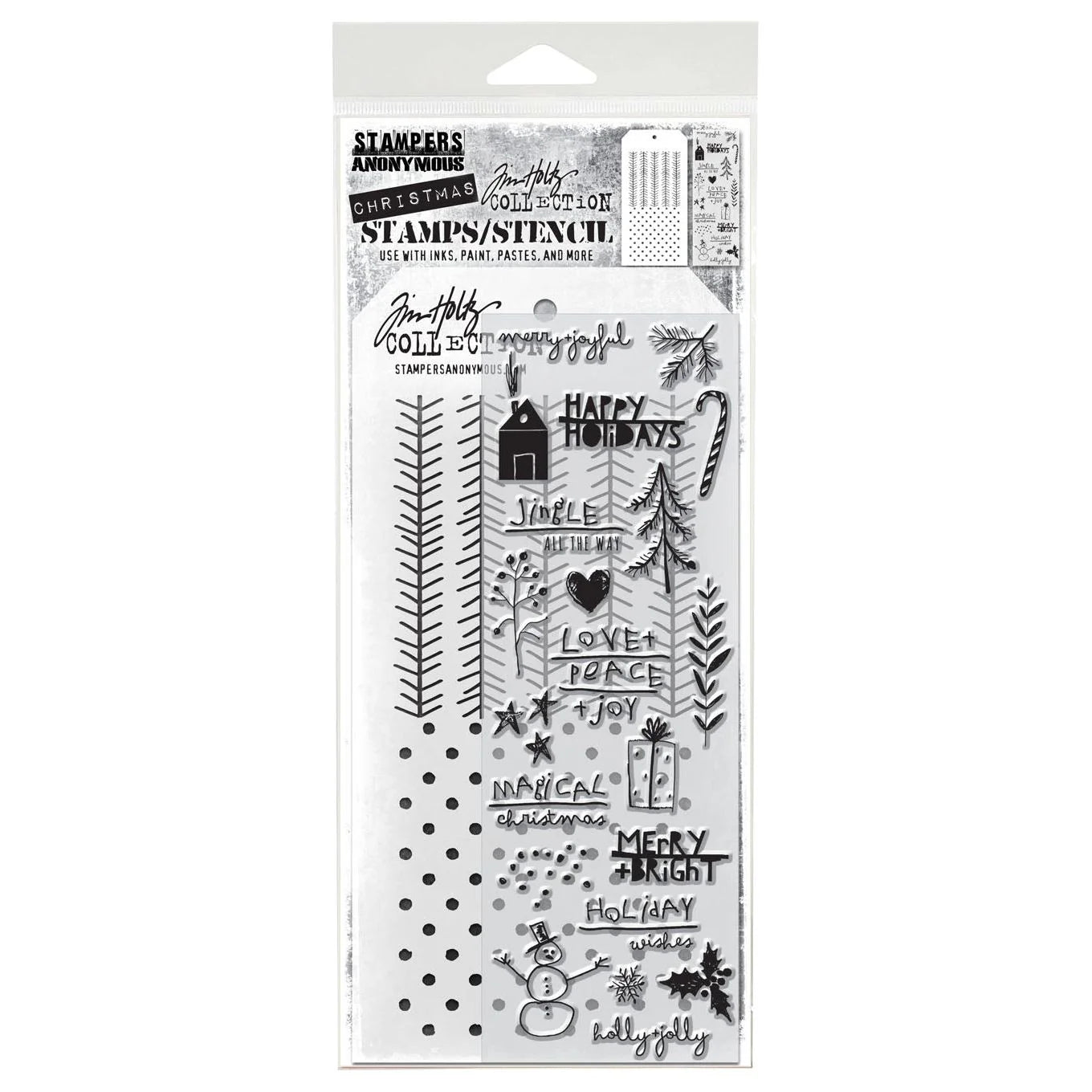 Tim Holtz & Stampers Anonymous Mixed Media - Seasonal Scribble, Polkadot, And Tinsel