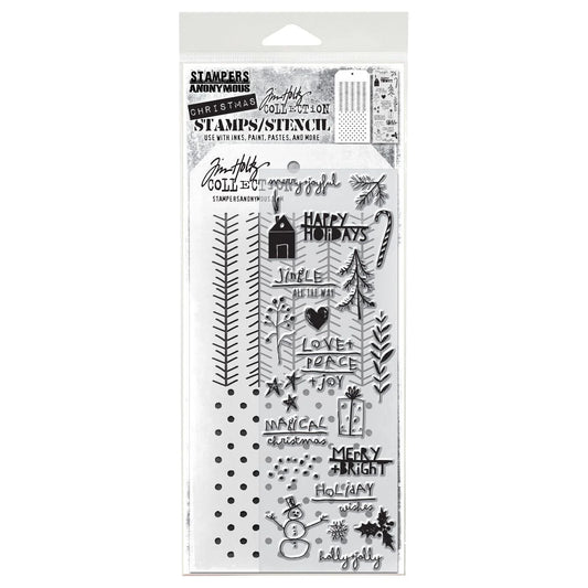 Tim Holtz & Stampers Anonymous Mixed Media - Seasonal Scribble, Polkadot, And Tinsel